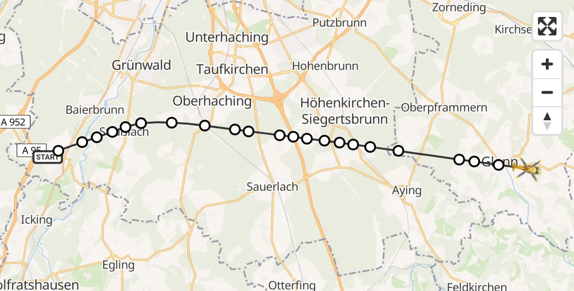 Flugroute Rettungshubschrauber Zell - Wetterling, 13 März 2026, 14:07