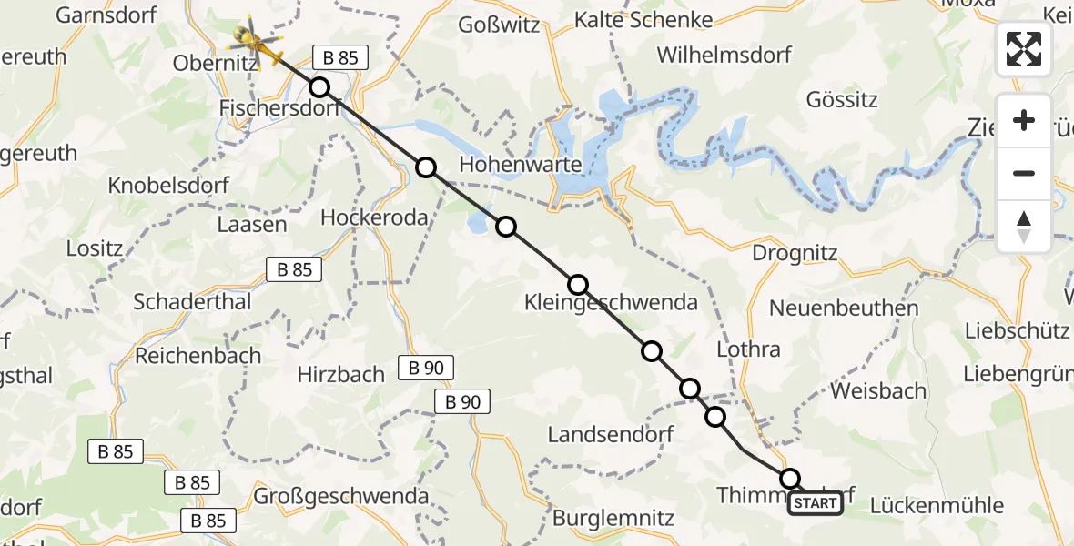 Routekaart van de vlucht: Rettungshubschrauber nach Kaulsdorf, Rote-Berg-Straße