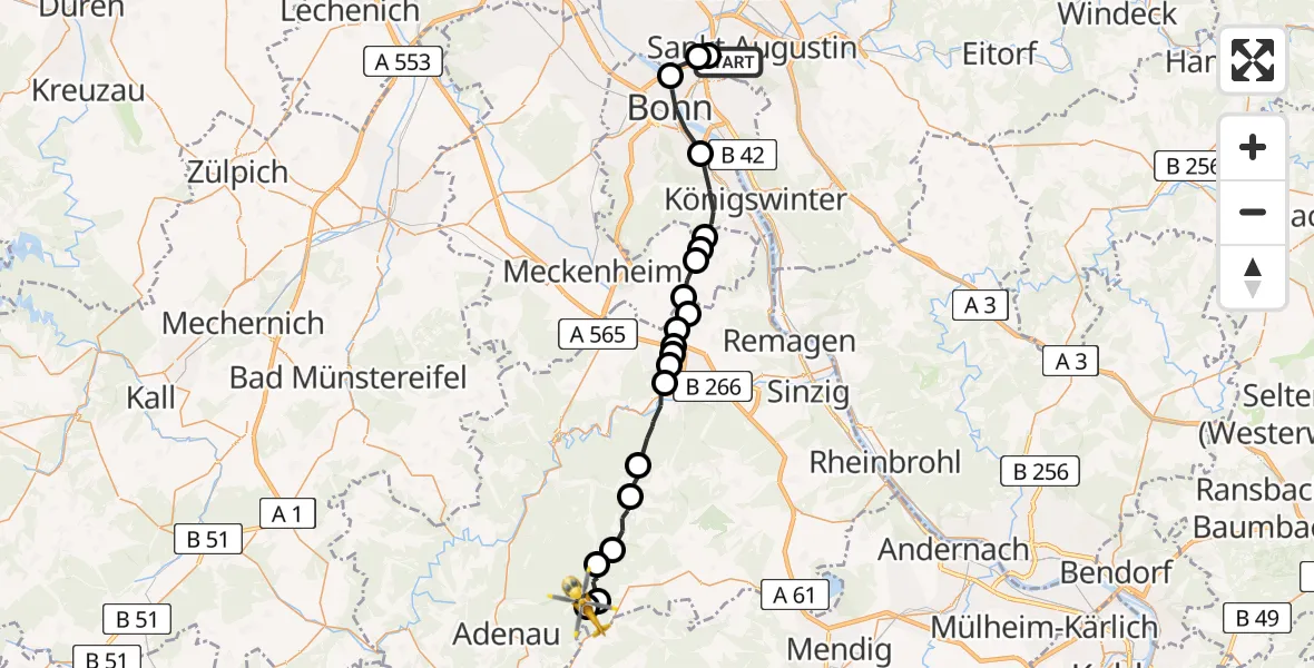 Routekaart van de vlucht: Rettungshubschrauber nach Kaltenborn, Hohe-Acht-Straße