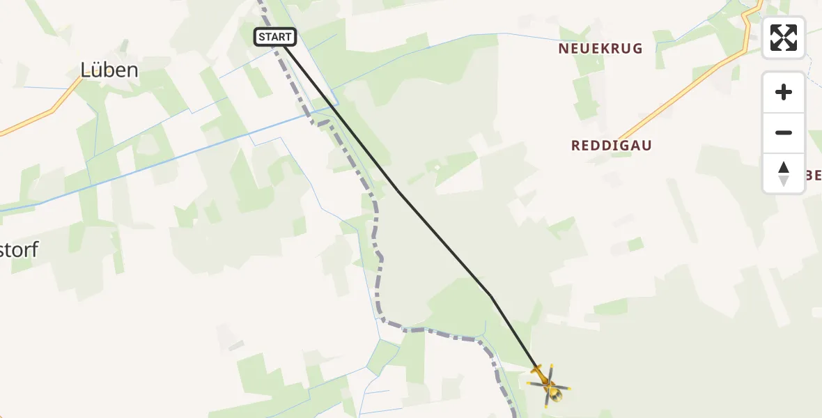 Flugroute Rettungshubschrauber Diesdorf - Diesdorf, 13 März 2026, 14:50