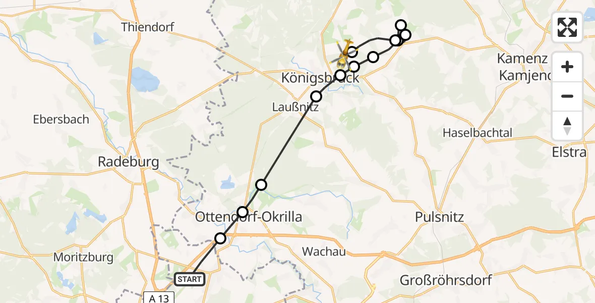 Routekaart van de vlucht: Rettungshubschrauber nach Weißbach, Sonnenhöhe