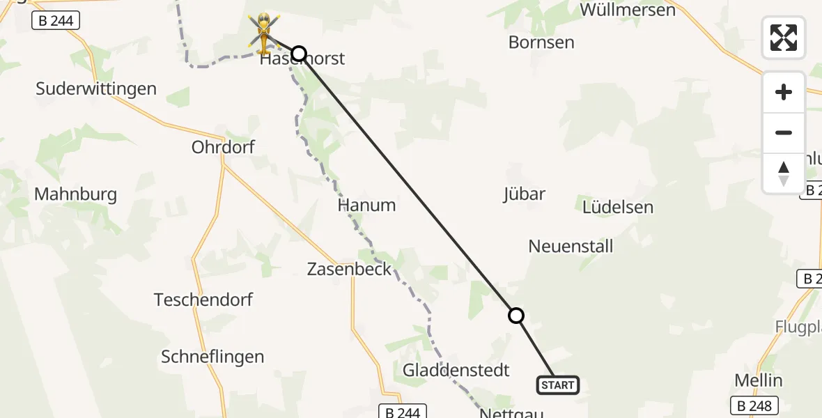 Flugroute Rettungshubschrauber Nettgau - Diesdorf, 13 März 2026, 15:17