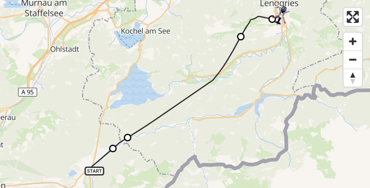 Flugroute Polizeihubschrauber Krün - Wegscheid, 13 März 2026, 15:21