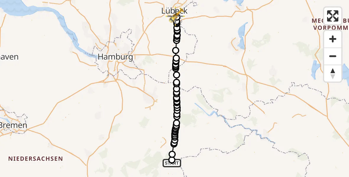 Flugroute Rettungshubschrauber Lüder - Sankt Jürgen, 13 März 2026, 15:56
