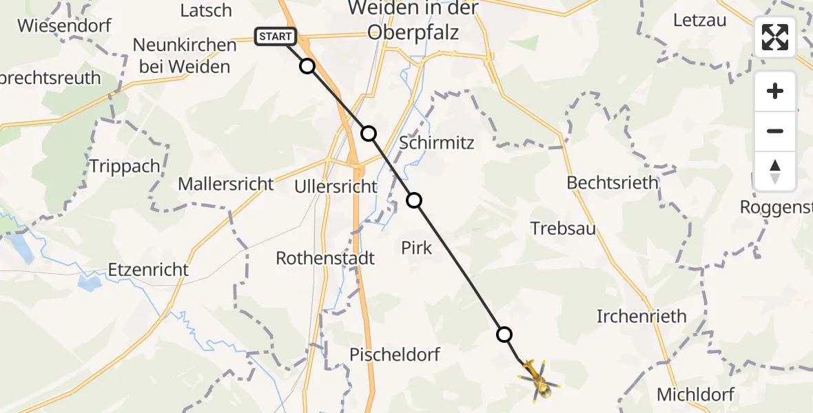 Flugroute Rettungshubschrauber Latsch - Pirk, 13 März 2026, 16:22
