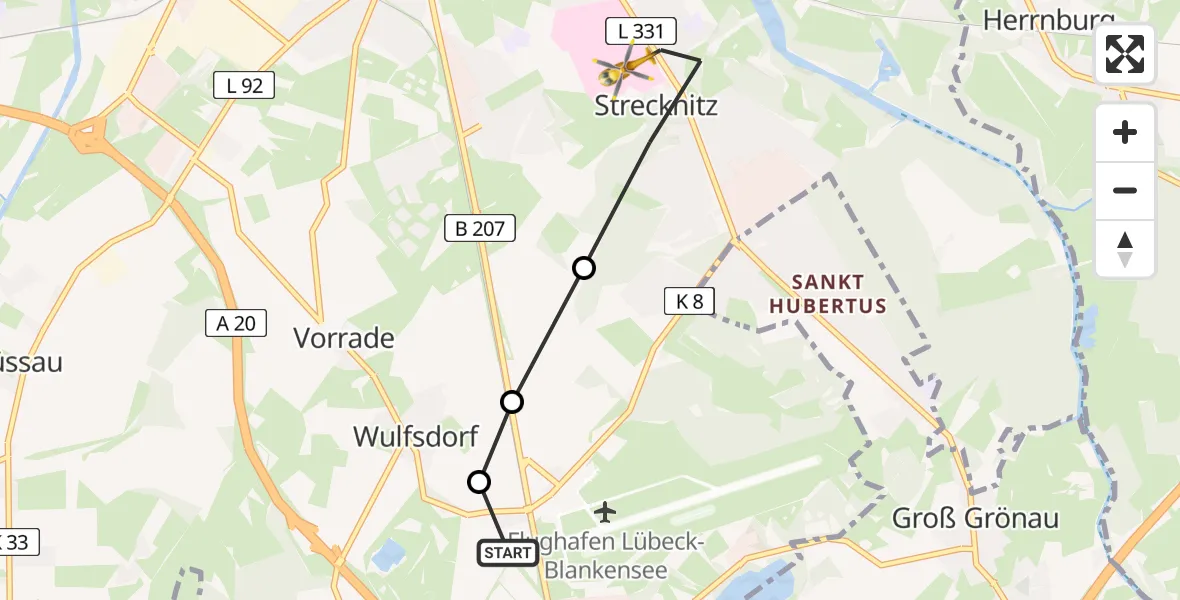Routekaart van de vlucht: Rettungshubschrauber nach Sankt Jürgen, Ernst-Ruska-Straße