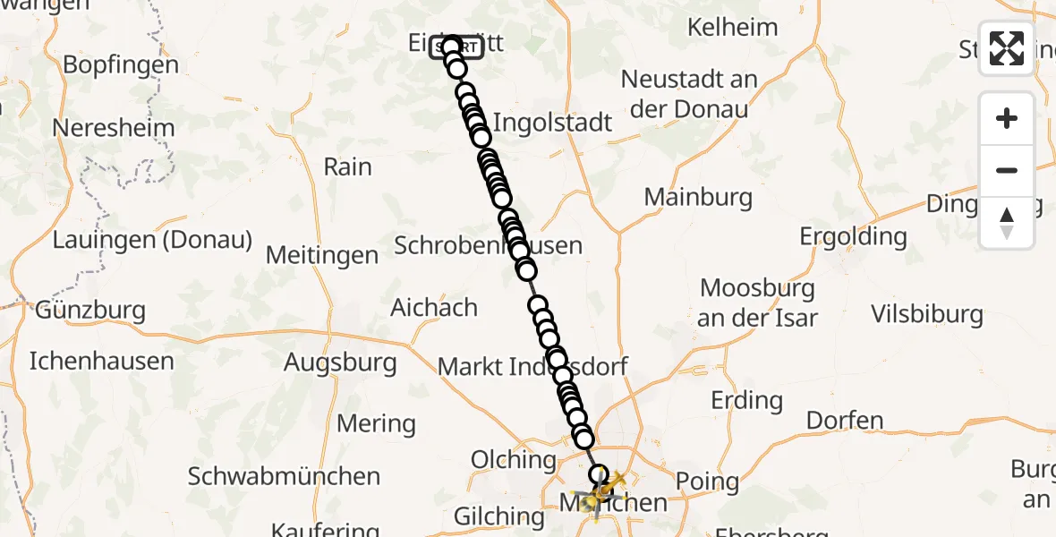Routekaart van de vlucht: Ambulanzhubschrauber nach Deutsches Herzzentrum München