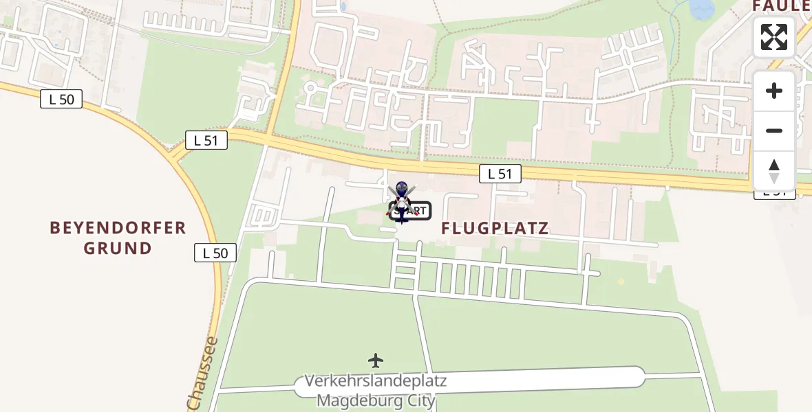 Routekaart van de vlucht: Polizeihubschrauber nach Magdeburg, Carnotstraße