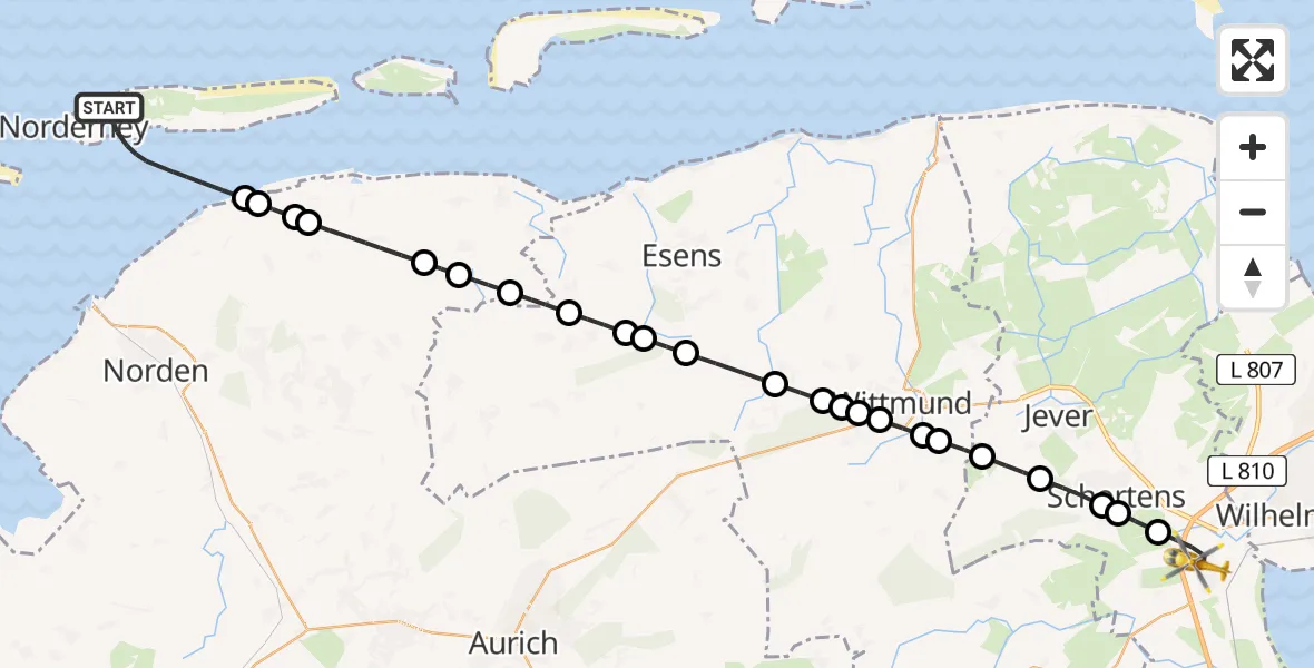 Routekaart van de vlucht: Rettungshubschrauber nach Sande, Am Gut Sanderbusch