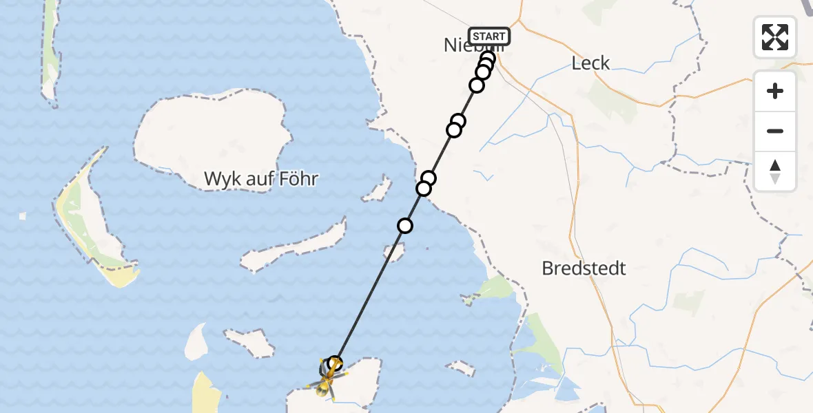 Routekaart van de vlucht: Rettungshubschrauber nach Pellworm, Norderhaffdeich