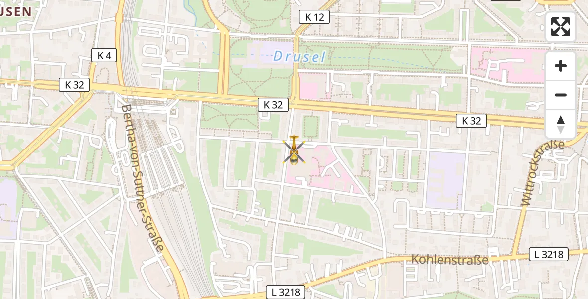 Routekaart van de vlucht: Rettungshubschrauber nach Kassel, Hansteinstraße