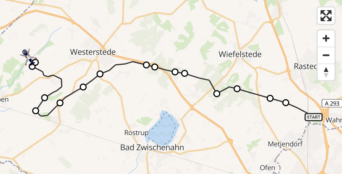 Flugroute Polizeihubschrauber Neusüdende - Ihorst, 14 März 2026, 06:30