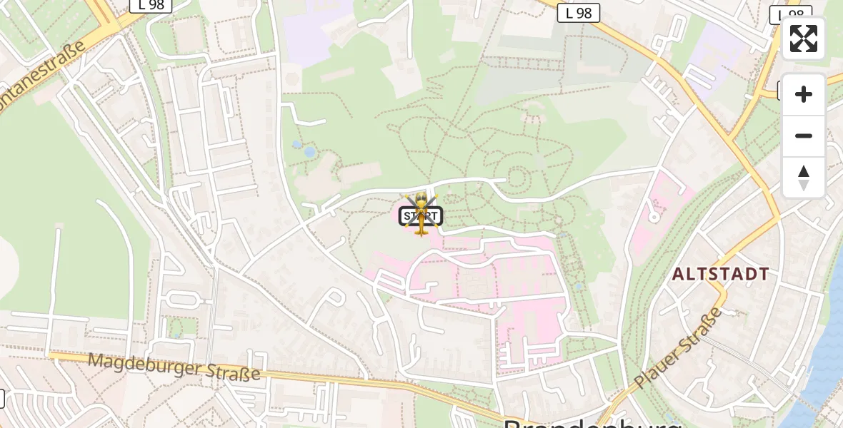 Flugroute Rettungshubschrauber Brandenburg an der Havel - Brandenburg an der Havel, 14 März 2026, 06:34