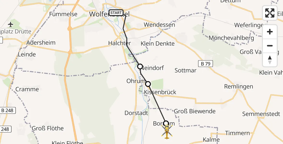 Routekaart van de vlucht: Rettungshubschrauber nach Bornum, Windmühlenweg