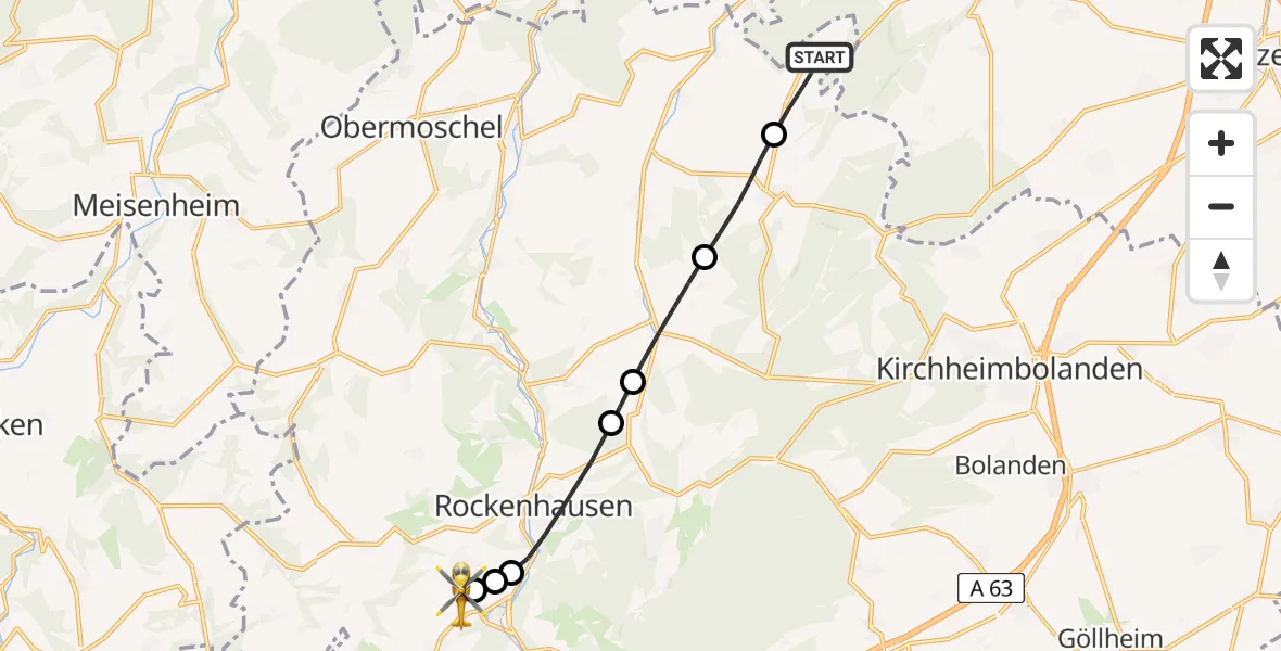 Routekaart van de vlucht: Rettungshubschrauber nach Imsweiler UL
