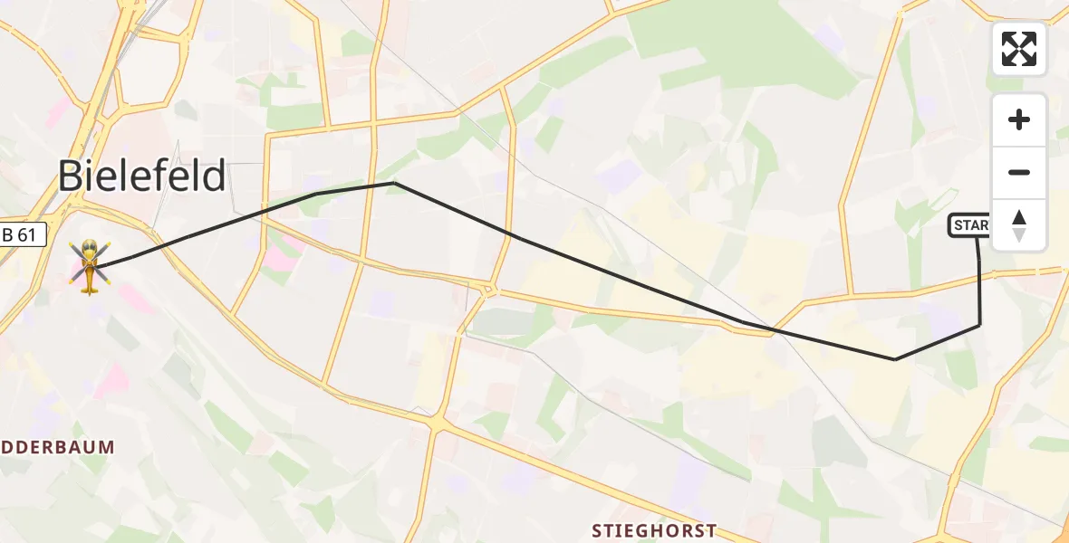 Flugroute Rettungshubschrauber Bielefeld - Bielefeld, 14 März 2026, 09:00