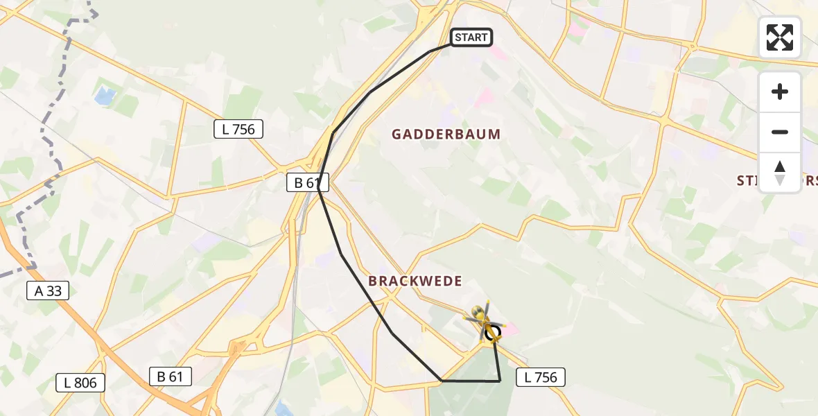 Routekaart van de vlucht: Rettungshubschrauber nach Luftrettungszentrum Bielefeld