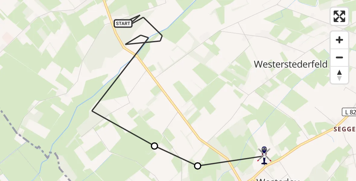 Flugroute Polizeihubschrauber Ihorst - Westerloy, 14 März 2026, 09:27