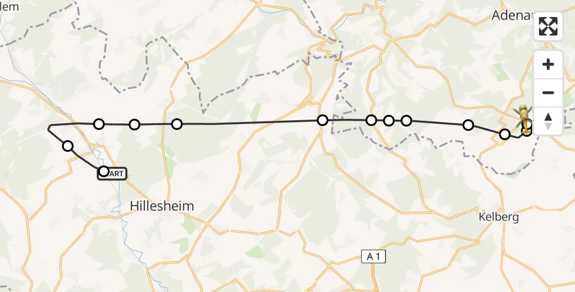 Routekaart van de vlucht: Ambulanzhubschrauber nach Nürburgring Heliport