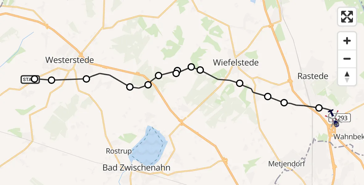 Flugroute Polizeihubschrauber Westerstederfeld - Hankhausen II, 14 März 2026, 10:10