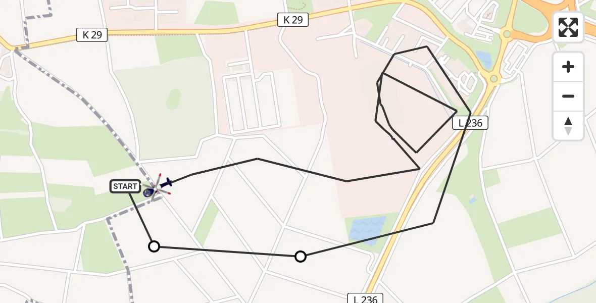 Routekaart van de vlucht: Polizeihubschrauber nach Waldlaubersheim, K 29
