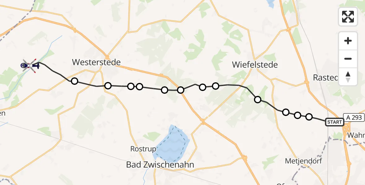 Flugroute Polizeihubschrauber Neusüdende - Ihorst, 14 März 2026, 11:07