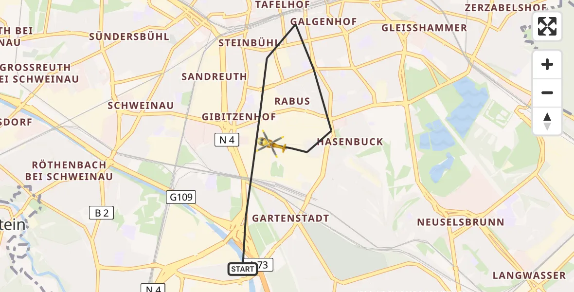 Flugroute Rettungshubschrauber Nürnberg - Nürnberg, 14 März 2026, 12:43