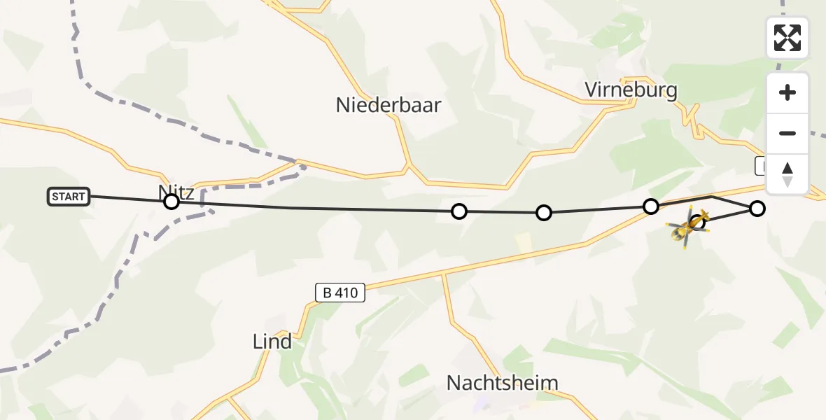 Routekaart van de vlucht: Ambulanzhubschrauber nach Luxem, B 410