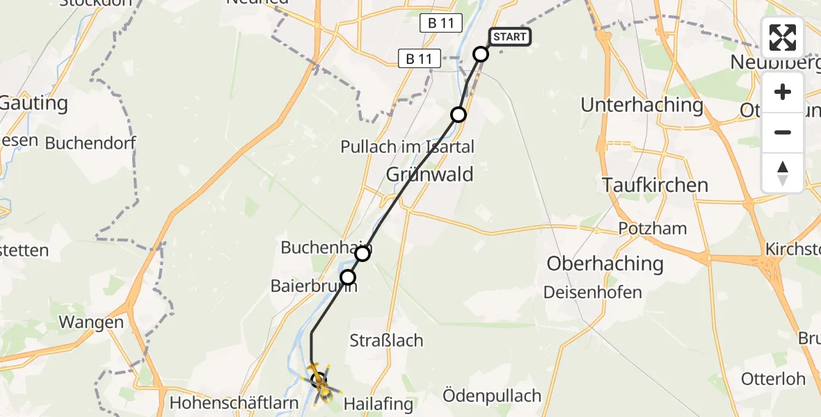 Routekaart van de vlucht: Rettungshubschrauber nach Straßlach-Dingharting