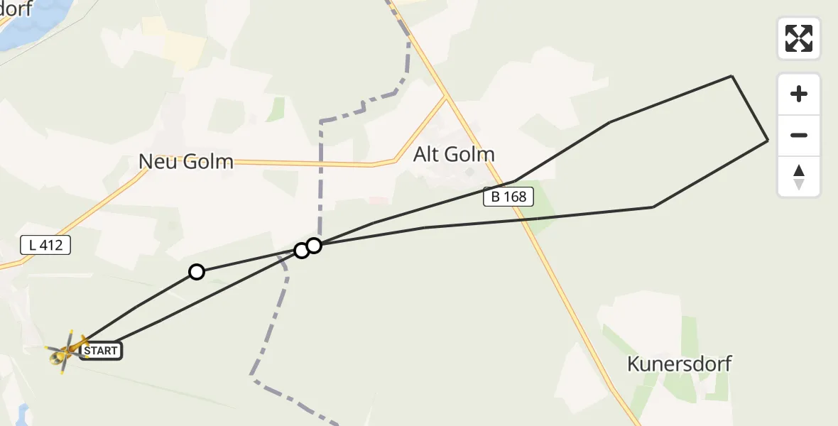 Flugroute Rettungshubschrauber Bad Saarow - Bad Saarow, 14 März 2026, 15:18