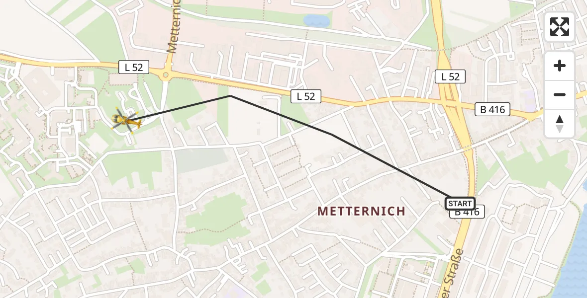 Flugroute Rettungshubschrauber Koblenz - Koblenz, 14 März 2026, 16:13