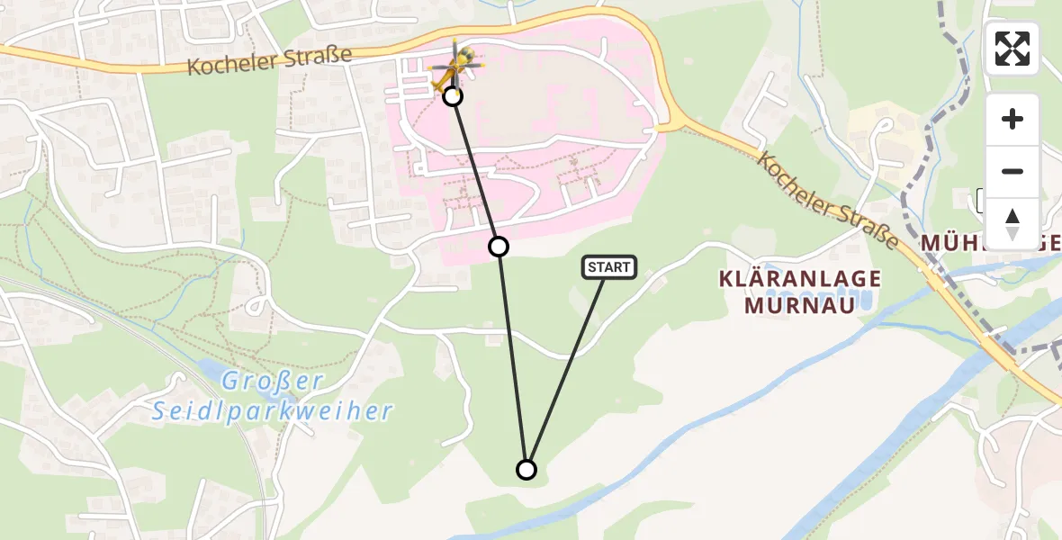 Flugroute Rettungshubschrauber Murnau Accident Hospital - Murnau Accident Hospital, 14 März 2026, 16:36
