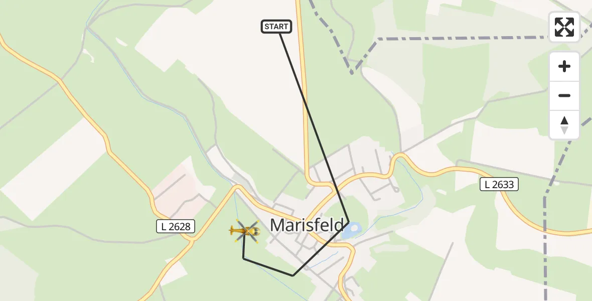 Flugroute Rettungshubschrauber Marisfeld - Marisfeld, 15 März 2026, 08:02