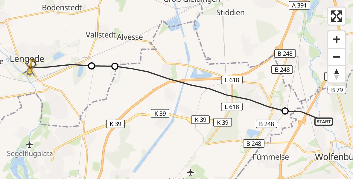 Routekaart van de vlucht: Rettungshubschrauber nach Lengede, Broistedter Straße