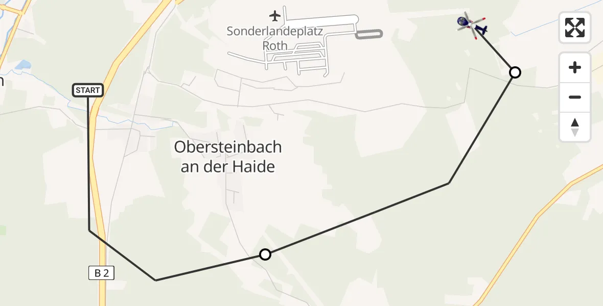 Routekaart van de vlucht: Polizeihubschrauber nach Roth