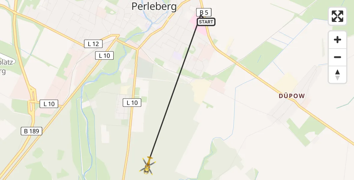 Flugroute Rettungshubschrauber Perleberg - Perleberg, 15 März 2026, 09:43