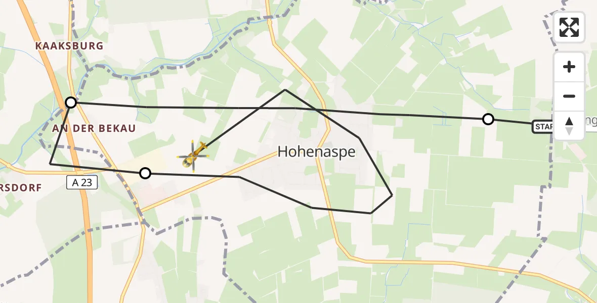 Flugroute Rettungshubschrauber Hohenlockstedt - Hohenaspe, 15 März 2026, 10:03