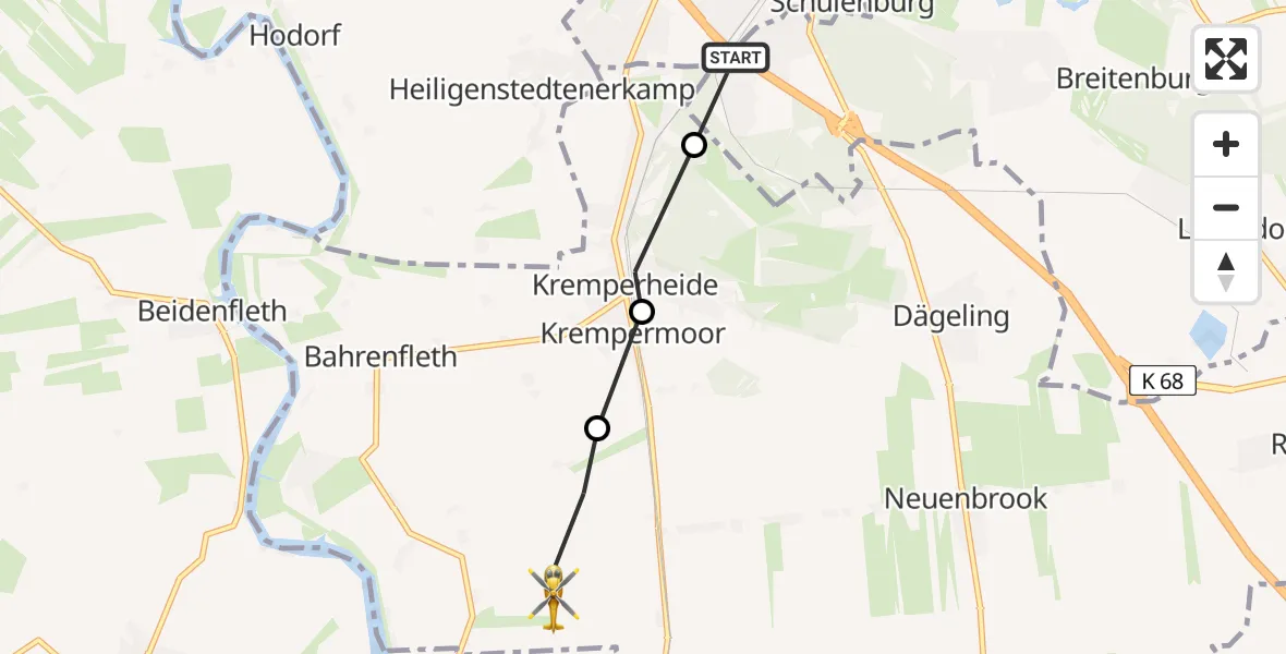 Routekaart van de vlucht: Rettungshubschrauber nach Bahrenfleth
