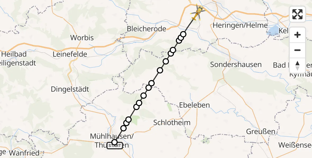 Flugroute Rettungshubschrauber Hufeland Hospital - Werther, 15 März 2026, 11:46