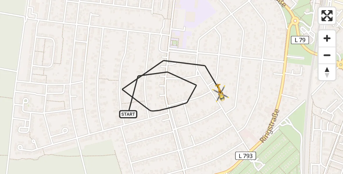 Flugroute Rettungshubschrauber Ludwigsfelde - Ludwigsfelde, 15 März 2026, 11:51