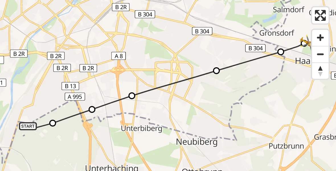 Flugroute Rettungshubschrauber ADAC Air Rescue Center Heliport (Christoph 1) - Eglfing, 15 März 2026, 11:59