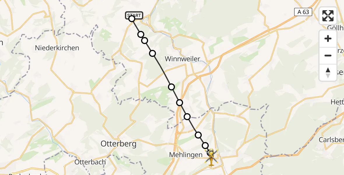 Routekaart van de vlucht: Rettungshubschrauber nach Enkenbach-Alsenborn, Neukircher Straße