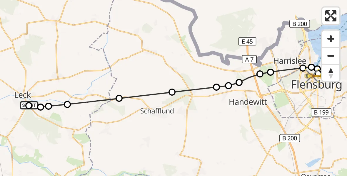Flugroute Rettungshubschrauber Leck - Neustadt, 15 März 2026, 12:49