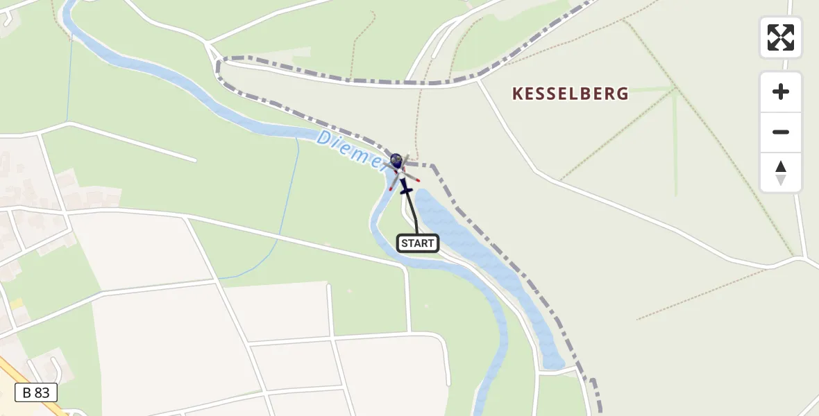 Flugroute Polizeihubschrauber Deisel - Deisel, 15 März 2026, 14:20
