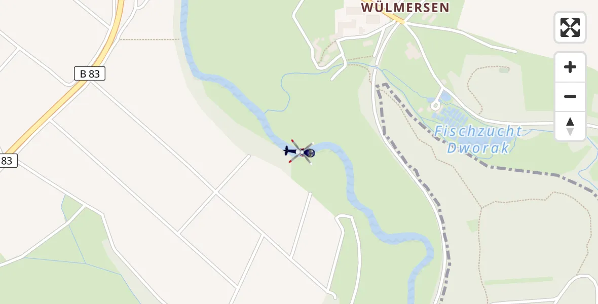 Flugroute Polizeihubschrauber Trendelburg - Trendelburg, 15 März 2026, 14:40