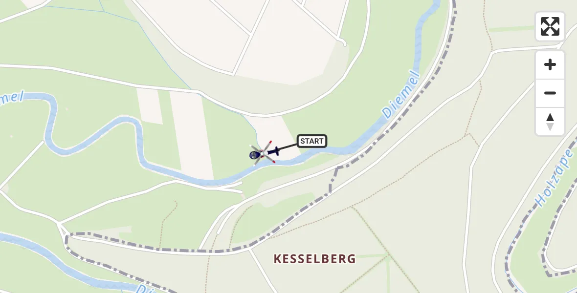 Flugroute Polizeihubschrauber Deisel - Deisel, 15 März 2026, 14:45