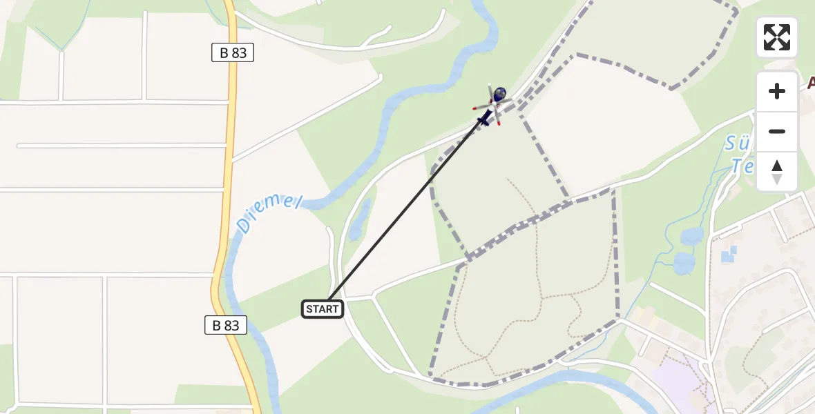 Flugroute Polizeihubschrauber Trendelburg - Deisel, 15 März 2026, 15:05