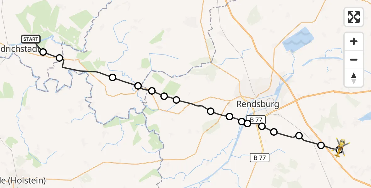 Routekaart van de vlucht: Rettungshubschrauber nach Katenstedt, Bokeler Weg