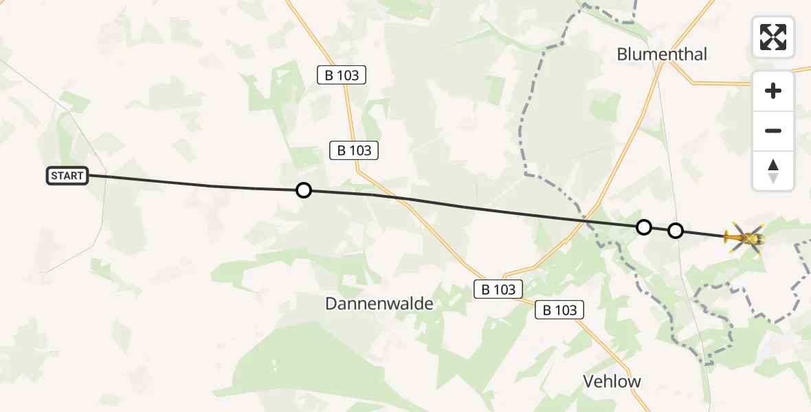 Routekaart van de vlucht: Rettungshubschrauber nach Heiligengrabe, Weg der Ausgebauten