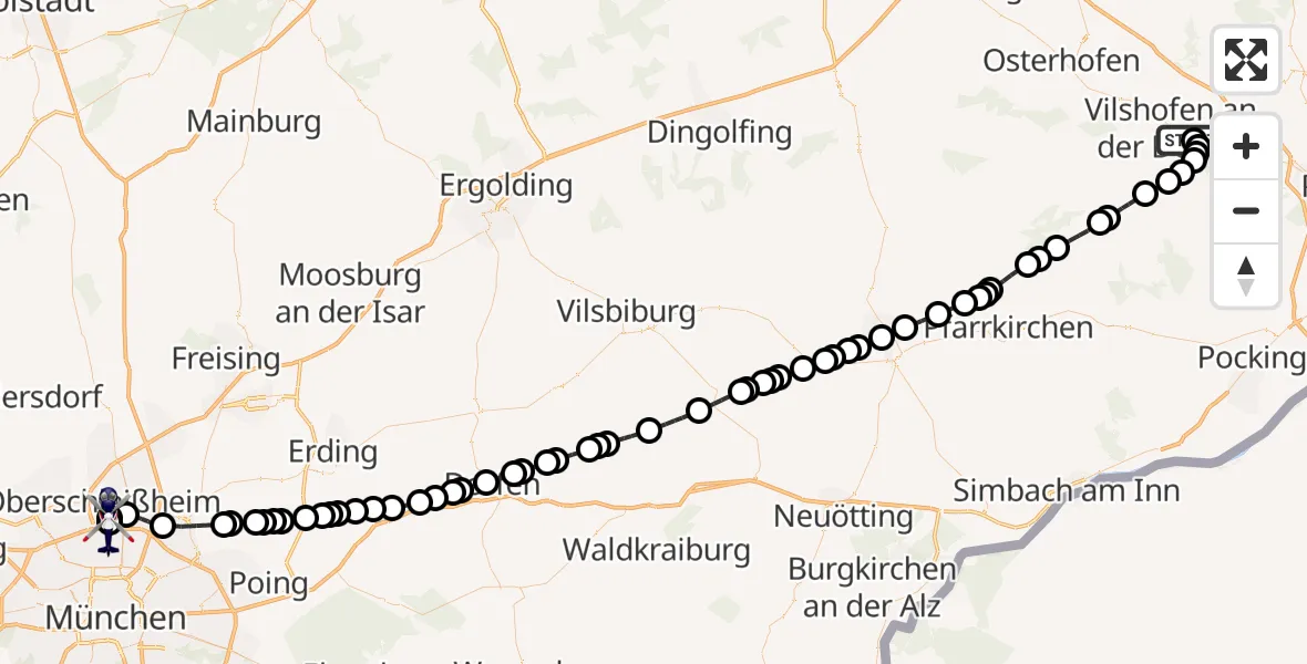 Routekaart van de vlucht: Polizeihubschrauber nach Oberschleißheim, Jägerstraße